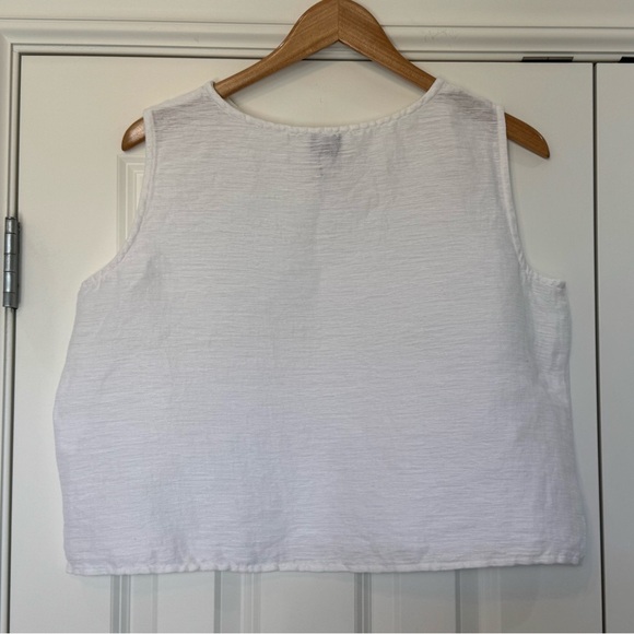 Eileen Fisher White Linen Boxy Tank Top Shirt Women’s Size Large Italian Fabric - Picture 2 of 13